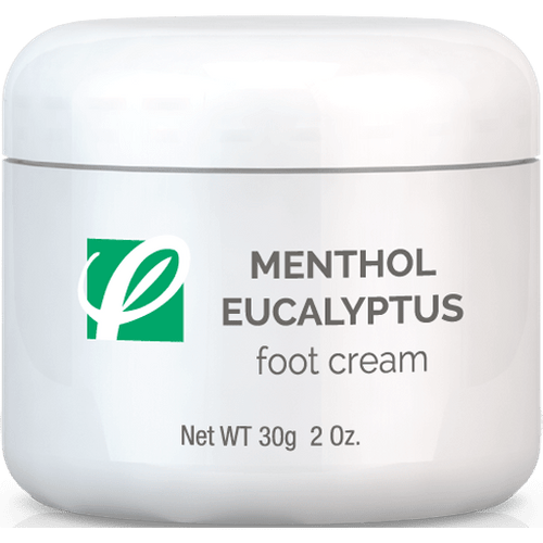 bottle of private labeled Menthol Eucalyptus Foot Cream with white background
