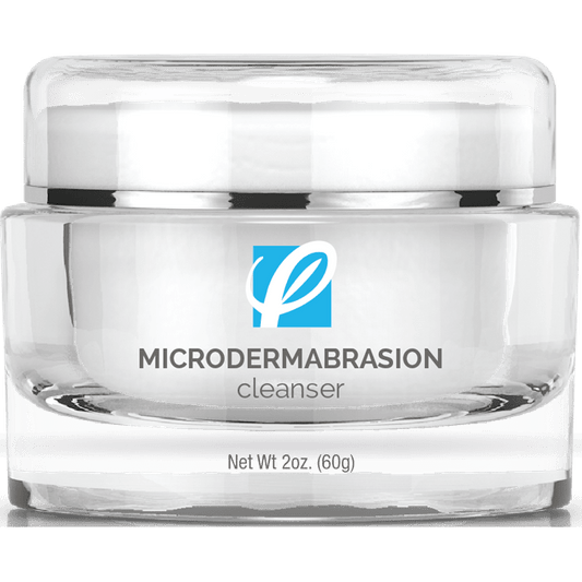 bottle of private labeled Microdermabrasion Cleanser sitting on table