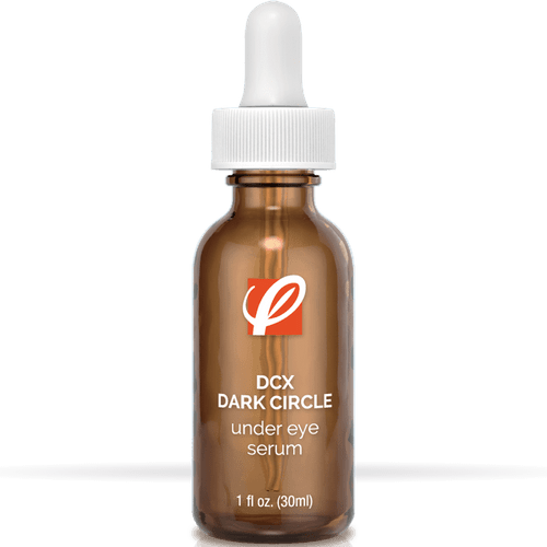 bottle of private labeled DCX Dark Circle Under Eye Serum with white background
