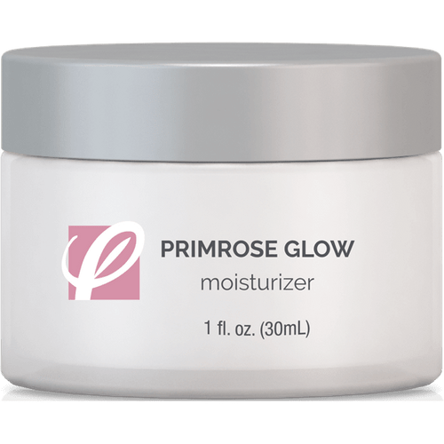 bottle of private labeled Primrose Glow Moisturizer with white background