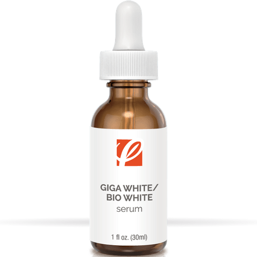 bottle of private labeled Giga-White/Bio-White Serum with white background