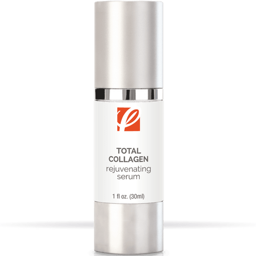 bottle of private labeled Total Collagen Rejuvenating Serum with white background