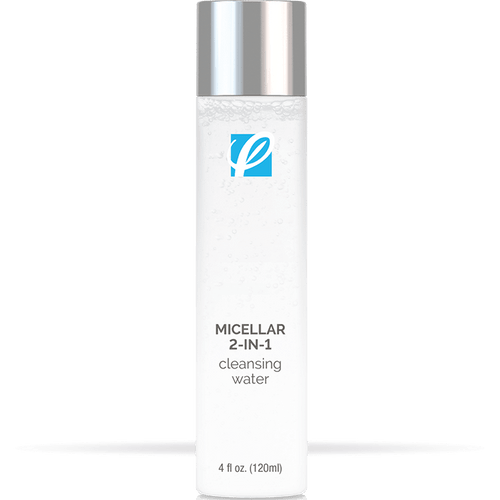 bottle of private labeled Micellar 2-in-1 Cleansing Water with white background