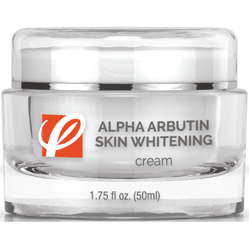 bottle of private labeled Alpha Arbutin Lightening Cream sitting on table