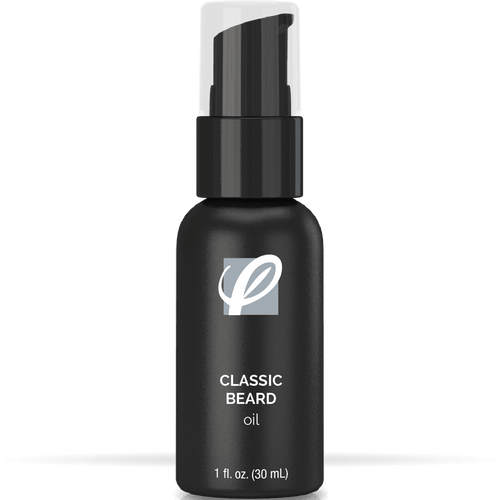 bottle of private labeled Men's Classic Beard Oil with white background