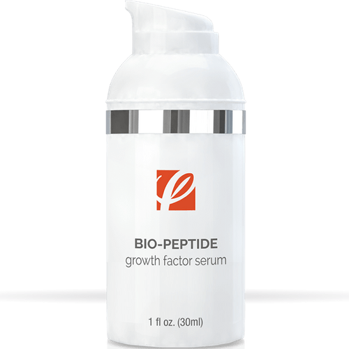 bottle of private labeled Bio-Peptide Growth Factor Serum with white background
