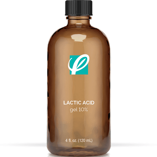 bottle of private labeled 10% Lactic Acid Gel Exfoliator with white background