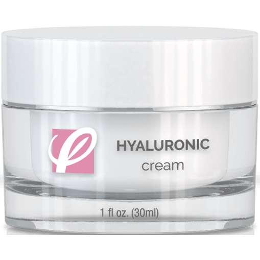 bottle of private labeled Hyaluronic Cream sitting on table