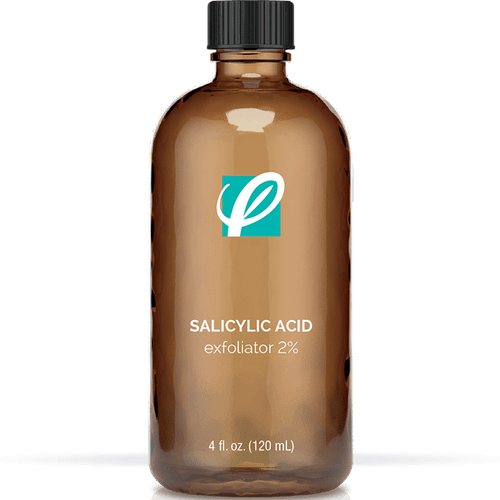 bottle of private labeled 2% Salicylic Acid Exfoliator with white background