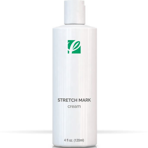 bottle of private labeled Stretch Mark Cream with white background