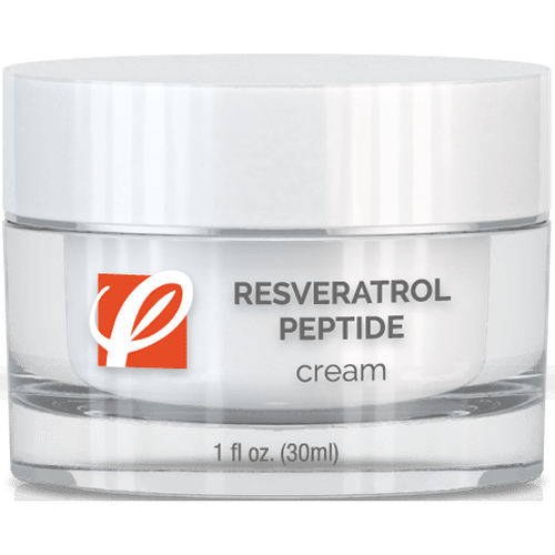 bottle of private labeled Resveratrol Peptide Cream with white background