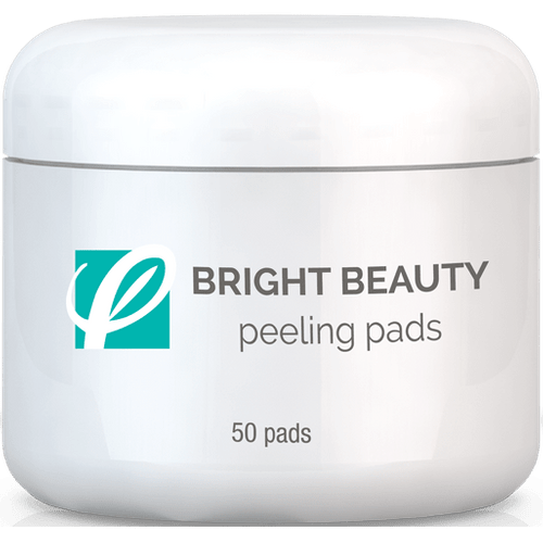 bottle of private labeled Bright Beauty Peeling Pads with white background