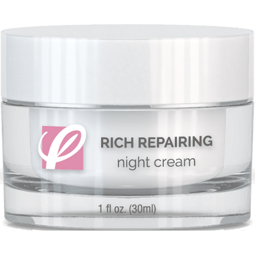 bottle of private labeled Rich Repairing Night Cream with white background