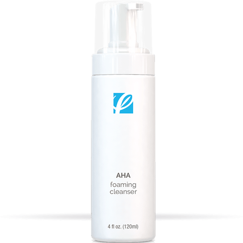 bottle of private labeled AHA Foaming Cleanser with white background