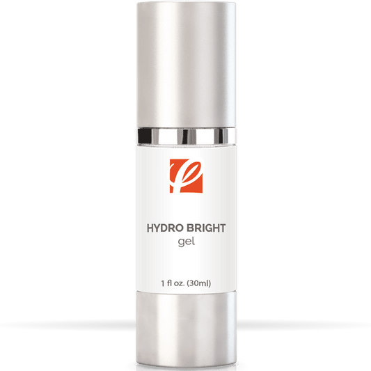 bottle of private labeled Hydro Bright Gel sitting on table