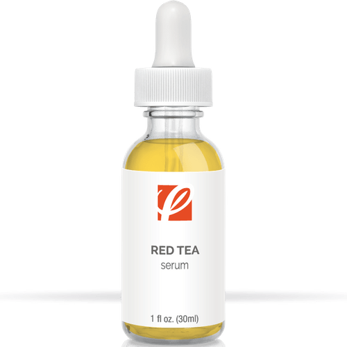 bottle of private labeled Red Tea Serum with white background
