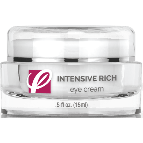 bottle of private labeled Intensive Rich Eye Cream sitting on table