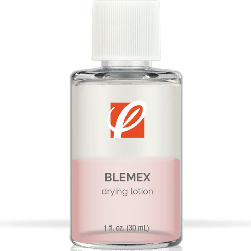 bottle of private labeled Blemex Drying Lotion with white background