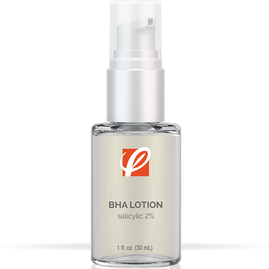 bottle of private labeled BHA Salicylic Lotion sitting on table