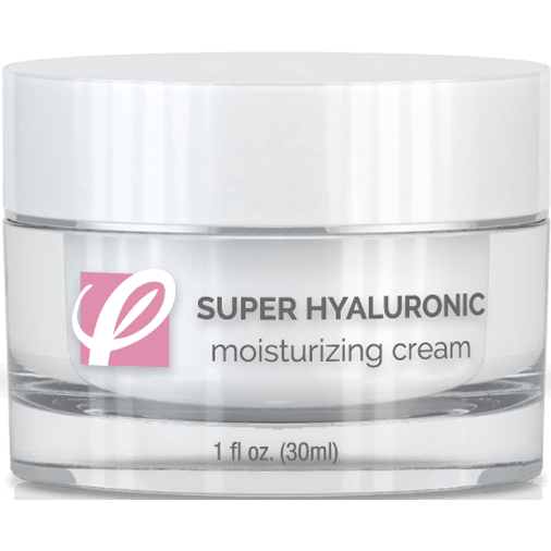 bottle of private labeled Super Hyaluronic Moisturizing Cream sitting on table