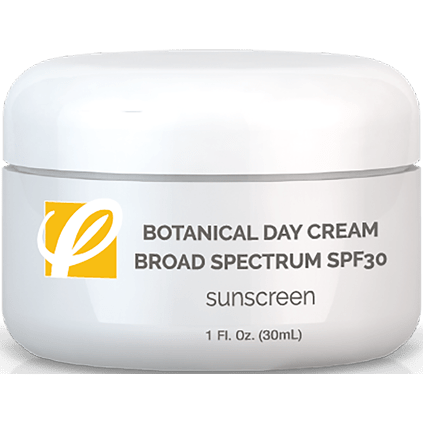 bottle of private labeled Botanical Day Cream Broad Spectrum SPF30 with white background