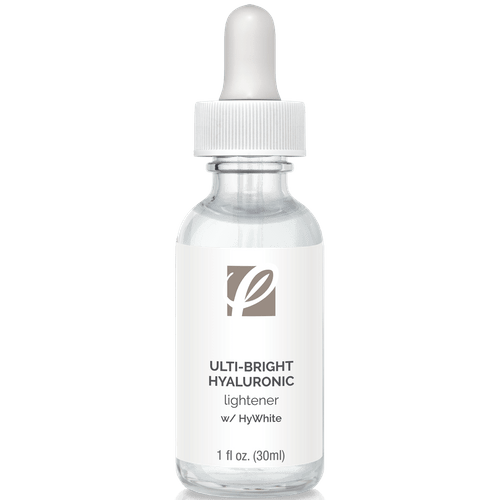 bottle of private labeled Ulti-Bright Hyaluronic Lightener with Hywhite with white background