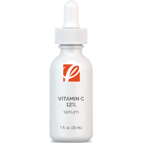 bottle of private labeled 12% Vitamin C+ Serum (STABLE) with white background