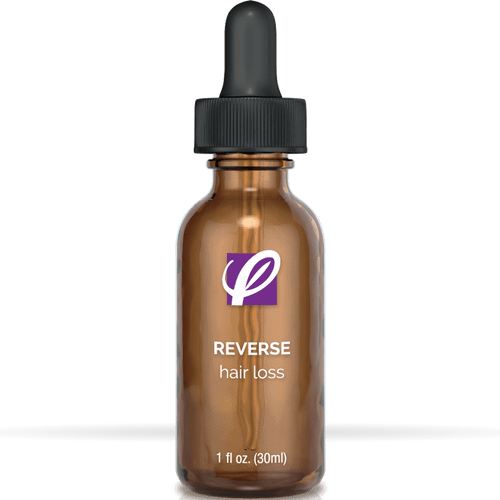 bottle of private labeled Reverse Hair Loss with white background