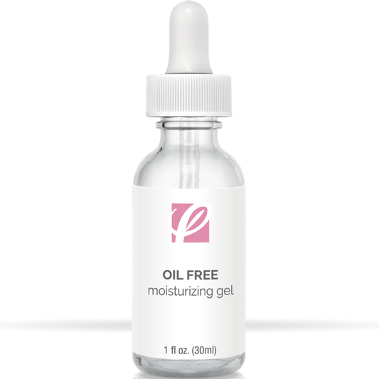 bottle of private labeled Oil Free Moisturizing Gel sitting on table