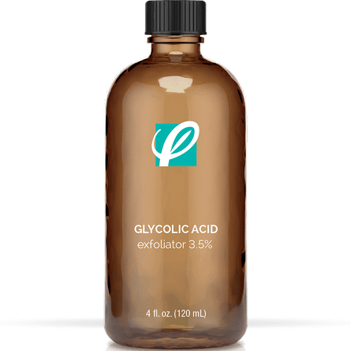 bottle of private labeled 3.5% & 7.5% Glycolic Acid Exfoliators with white background
