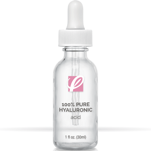 bottle of private labeled 100% Pure Hyaluronic Acid Moisturizer with white background