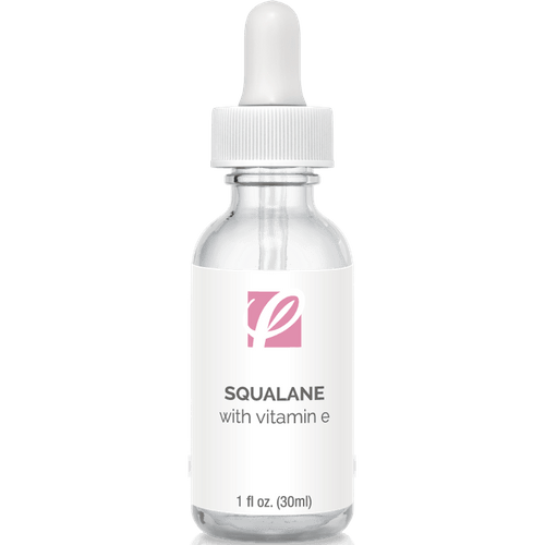 bottle of private labeled Squalane + Vitamin E Moisturizer with white background