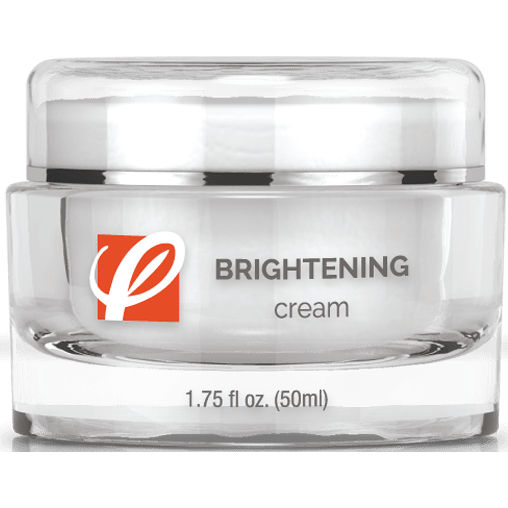 bottle of private labeled Brightening Cream sitting on table