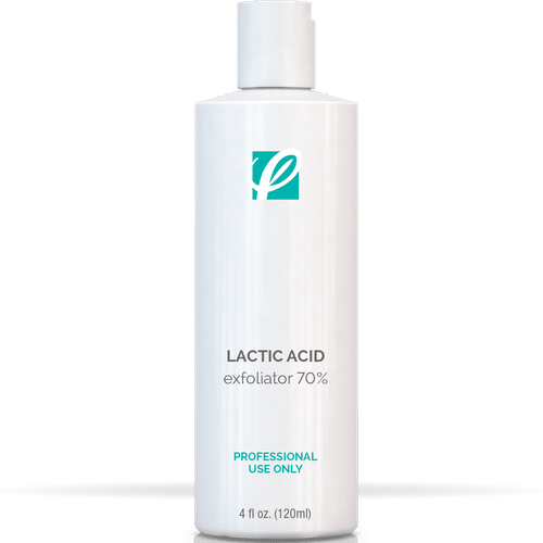 bottle of private labeled 70% Lactic Acid Peel with white background