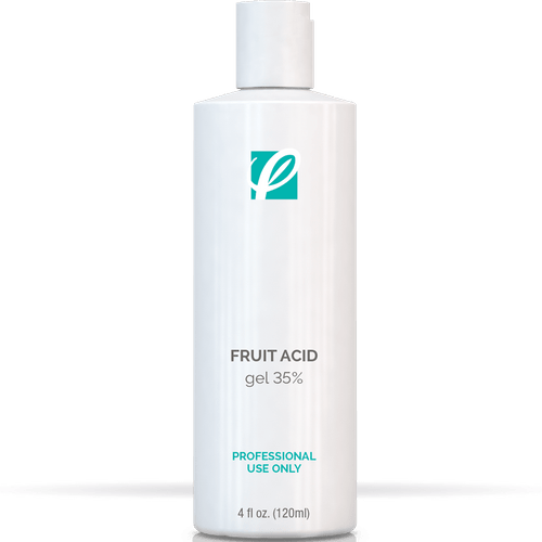 bottle of private labeled 35% Fruit Acid Gel Peel with white background