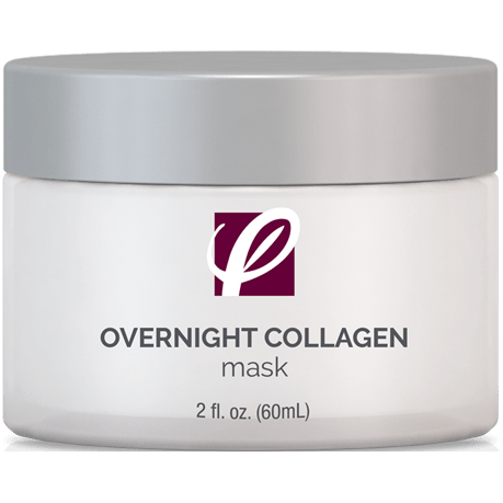 bottle of private labeled Overnight Collagen Mask sitting on table