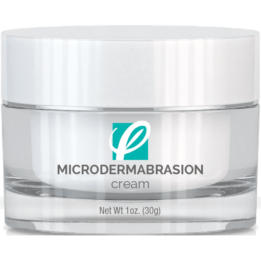 bottle of private labeled Microdermabrasion Cream sitting on table