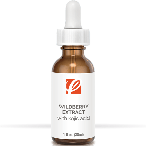 bottle of private labeled Wildberry Extract with Kojic Acid with white background