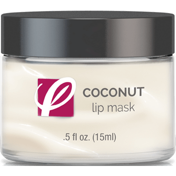 bottle of private labeled Coconut Lip Mask sitting on table