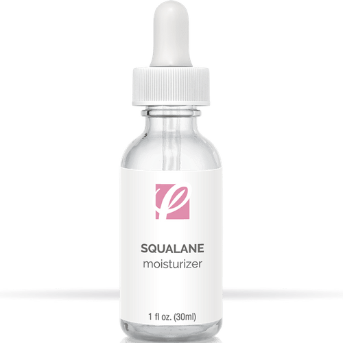 bottle of private labeled 100% Squalane Moisturizer with white background