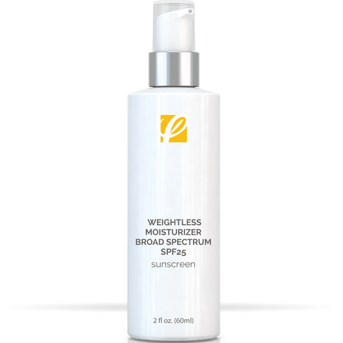 bottle of private labeled Weightless Moisturizer SPF25 with white background